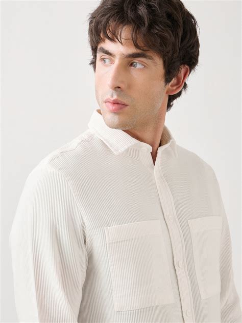 Buy White Solid Over Shirt for Men Online - Red Flame