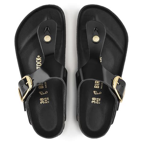 Gizeh Big Buckle Natural Leather Patent High Shine Black | BIRKENSTOCK