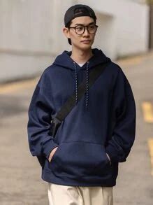 DAZY Men Kangaroo Pocket Drop Shoulder Drawstring Hoodie | SHEIN USA