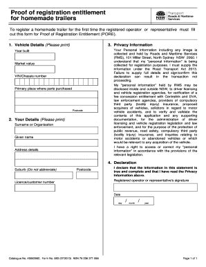 Proof of Registration Entitlement for Homemade Trailers - Blank ...