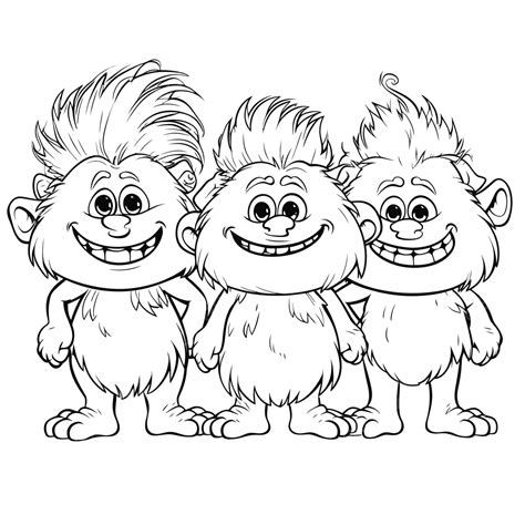 Three Trolls Coloring Pages Outline Sketch Drawing Vector, Trolls ...