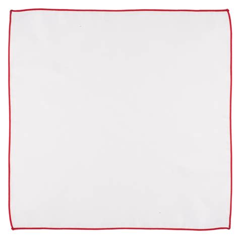 The Tie Hub Fountain Solid White with Red Border Pocket Square For Men ...