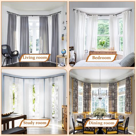 TONIAL Bay Window Curtain Rods, 36-72 Inch Center Rod for window, 20-36 ...