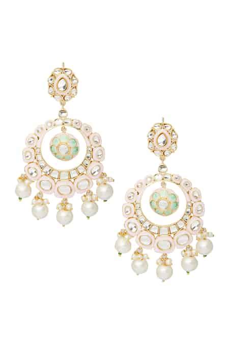 Buy Gold Plated Meenakari Kundan Chandbali Earrings by Moh-Maya by ...