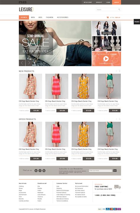 欧美网页风格的女性服装时尚购物商城网站html模板下载 - 二当家的