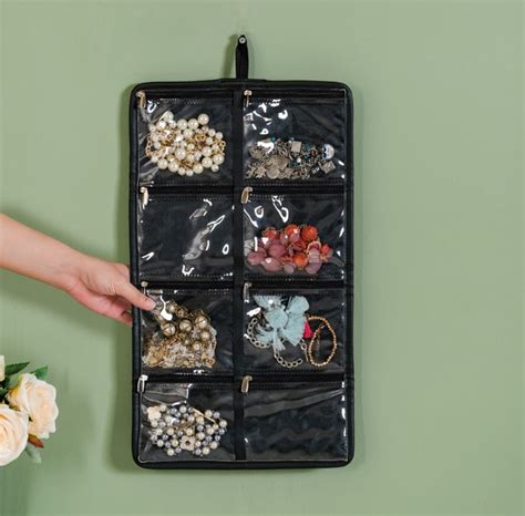 Black Quilted Jewellery Organiser Online - Premium Jewellery Organiser ...