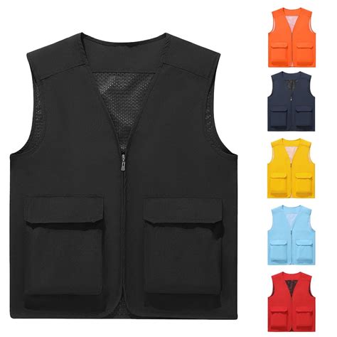 UVEASISHA Mens Lightweight Work Vest with Pockets Mesh Quick Dry Cargo ...