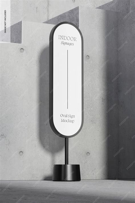 Premium PSD | Oval acrylic sign on concrete background mockup, low ...