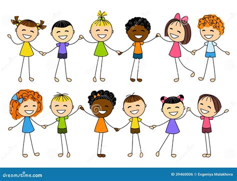 Little Kids Holding Hands Cartoon