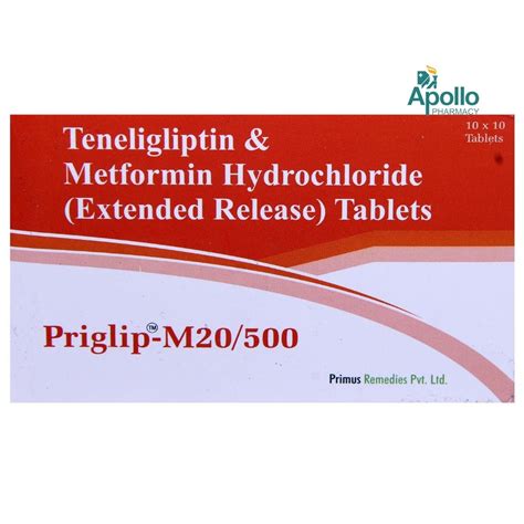 Priglip-M 20/500 Tablet 10's Price, Uses, Side Effects, Composition ...