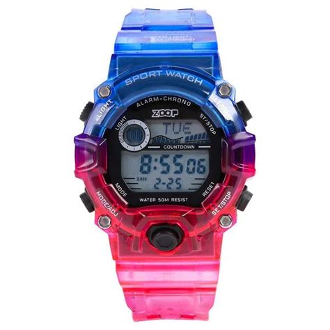 Zoop Digital Watch with Digital Dial & Transparent Blue Red Strap for ...