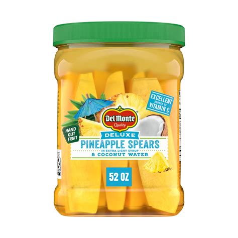 Del Monte Pineapple Spears in Extra Light Syrup & Coconut Water, 52 oz ...