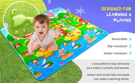 NYTRYD Play Mat Double Sided Baby Kids Crawling Educational Soft Game ...