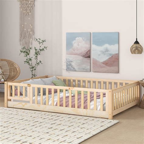 Amazon.com: Oudiec Twin Size Floor Bed for Kids,Solid Wood Montessori ...