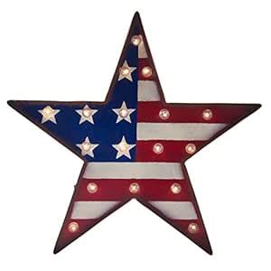 Glitzhome Patriotic Marquee LED Lighted Star Sign Wall Decor Battery ...