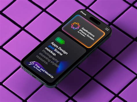 Free iPhone Pro On Tiles PSD Mockup