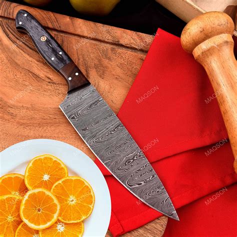 Custom Damascus Steel Chef Knife Damast Küchen Messer With WOOD Handle ...