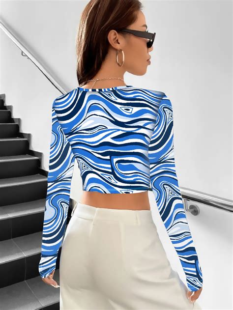 Marble Printed Mock Neck Crop top for women & Girls. – NiloBerry