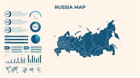 Mapa infográfico da Rússia Mapa vetorial de um mapa global na forma de ...