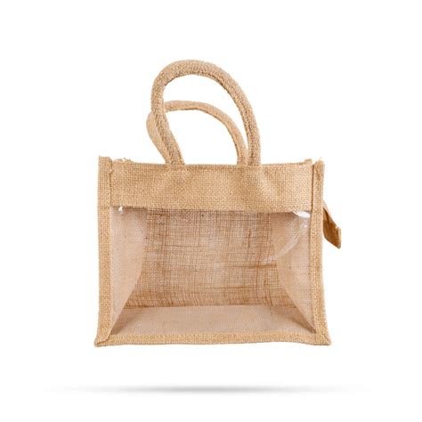 Giri - Transparent Jute Bag | Jute Tote Bag with Zipper | Jute Zipper Pouch