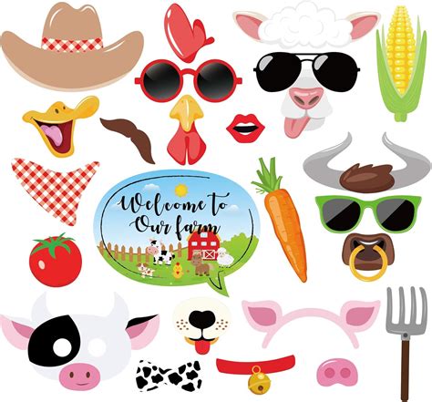 Wishlife Buy Farm Animals Photo Booth Props - 25 Count at Ubuy India