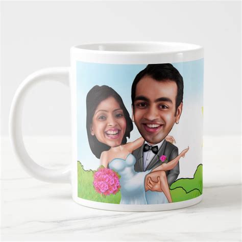 Buy Customized Smiling Couple Caricature With Couple Name Coffee Mug ...