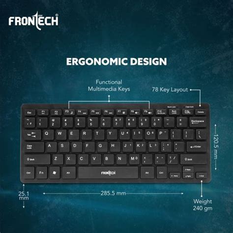 Frontech Membrane Keys Wired Mini Keyboard | 78 Keys | USB Plug & Play ...