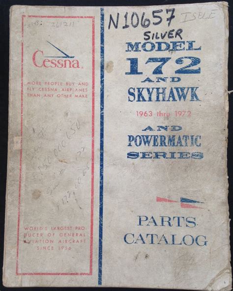 Buy Cessna Parts Catalog: Model 172 and Skyhawk 1963 thru 1973 and ...
