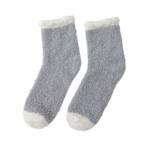 Baberdicy Fuzzy Socks for Women, Winter Soft Socks with Grips, Grey ...