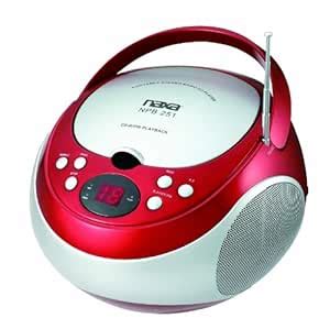NAXA Electronics NPB-251RD Portable CD Player with AM/FM Stereo Radio ...