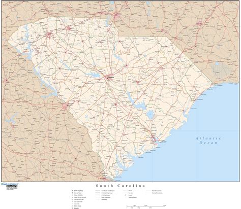 Free South Carolina Paper Road Map at Bonnie Tyler blog