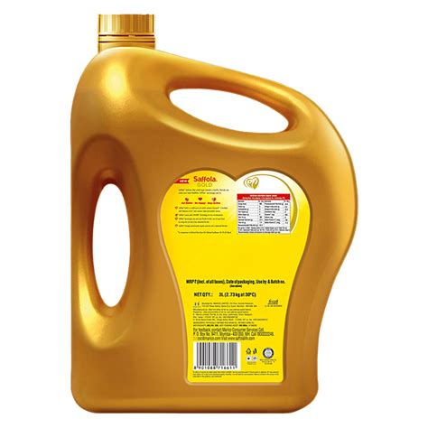 Saffola Gold Refined Cooking Oil, 3 L Jar