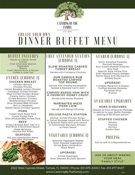 Create Your Own Dinner Buffet Menu - Catering by the Family