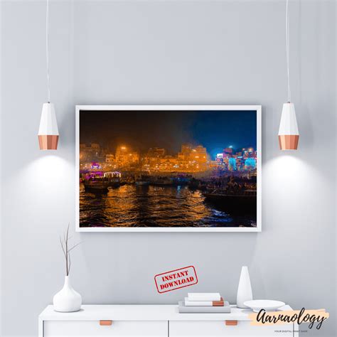 The Essence of India - Varanasi Ghats during Evening Pooja Night Poster ...