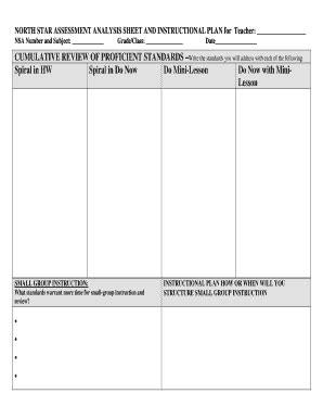 North Star Assessment Analysis Sheet and - Blank Fillable Template ...