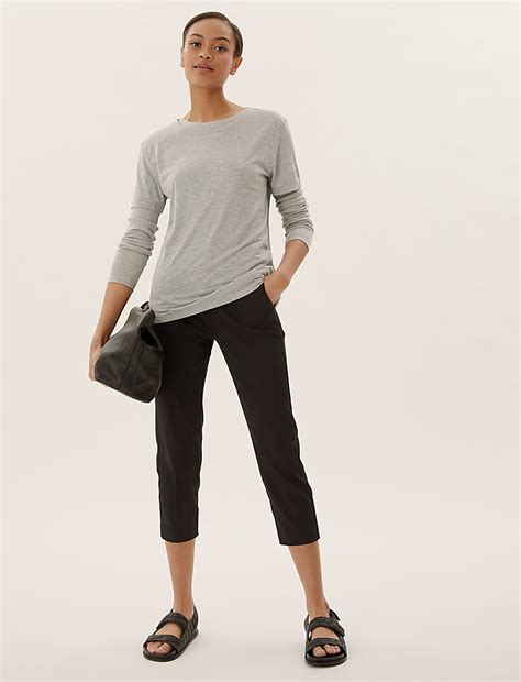 Buy Slim Fit Cropped Trousers at Marks & Spencer