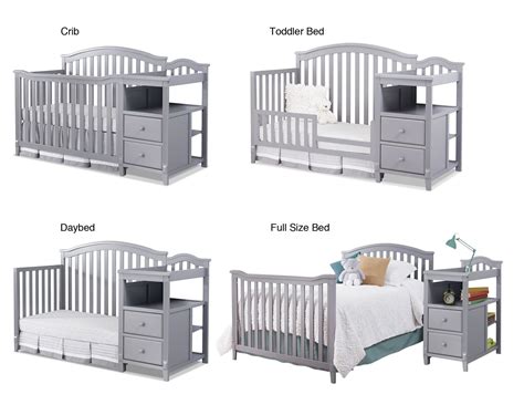 Sorelle Furniture Berkley 4-in-1 Convertible Crib and Changer, Gray ...