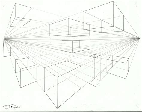 Image result for One Point Perspective Drawing Boxes