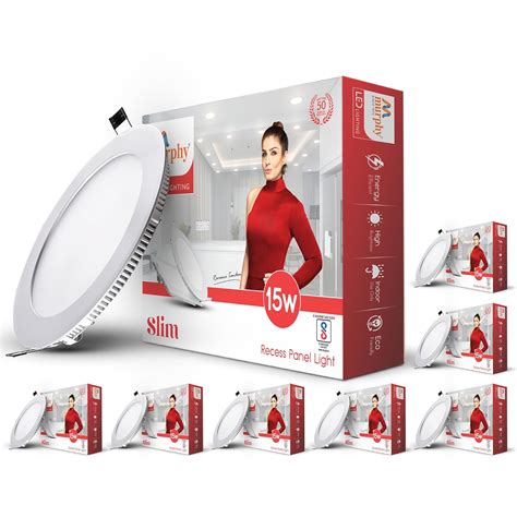 Murphy 15-Watt Slim Round LED Panel Ceiling Light (Cool White, Pack of ...