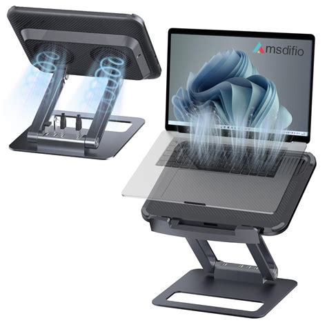 Amsdifio Laptop Stand with Cooling Fans 3 USB Hub Aluminum Laptop ...