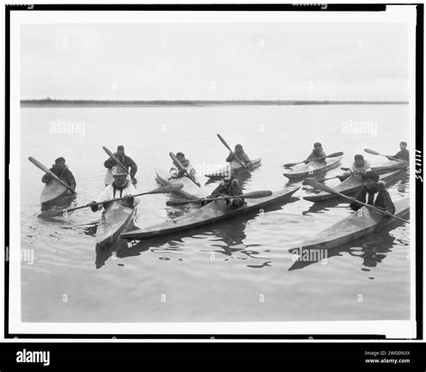 Eskimos in kayaks, Noatak, Alaska, c1929 Stock Photo - Alamy