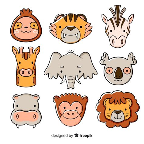 Hand drawn cute animal collection | Free Vector