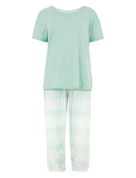 Buy Pure Cotton Gingham Print Cropped Pyjama Set at Marks & Spencer