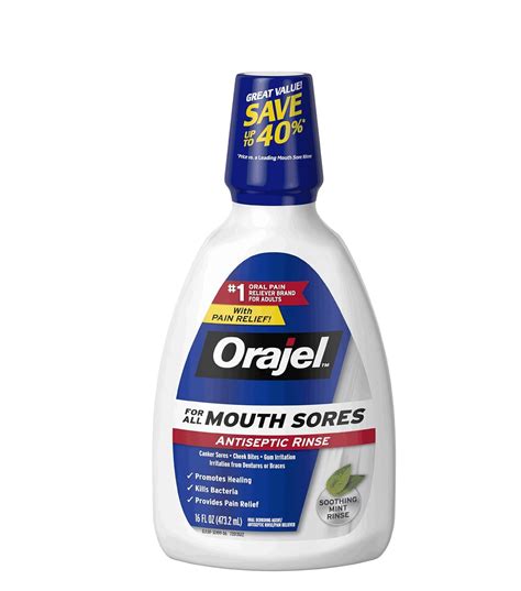 Amazon.com : Orajel Antiseptic Mouth Sore Rinse, 16 Ounce (Pack of 3 ...