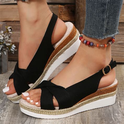 Lolmot Womens Sandals Espadrille Wedge Sandals Platform Slingback Criss ...