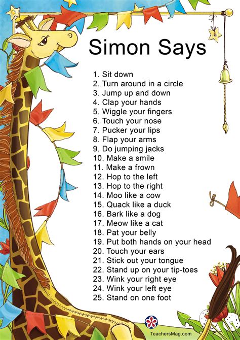 Simon says.pdf – OneDrive | Preschool songs, Preschool games, Classroom ...