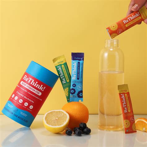 ReThink Electrolytes Powder – Mixed Flavours (Orange, Lemon, Blueberry – Bablouie and Co