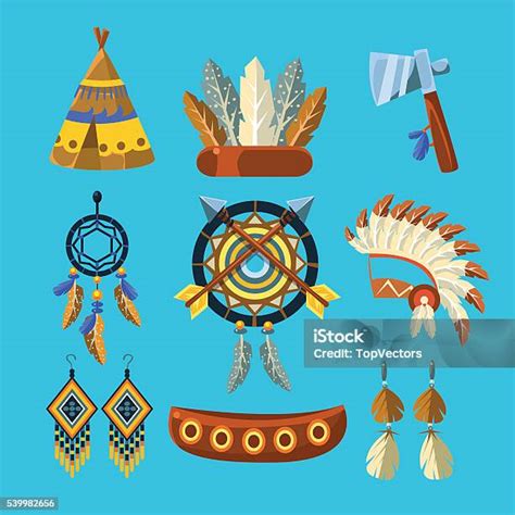 North American Indians Culture Set Stock Illustration - Download Image ...