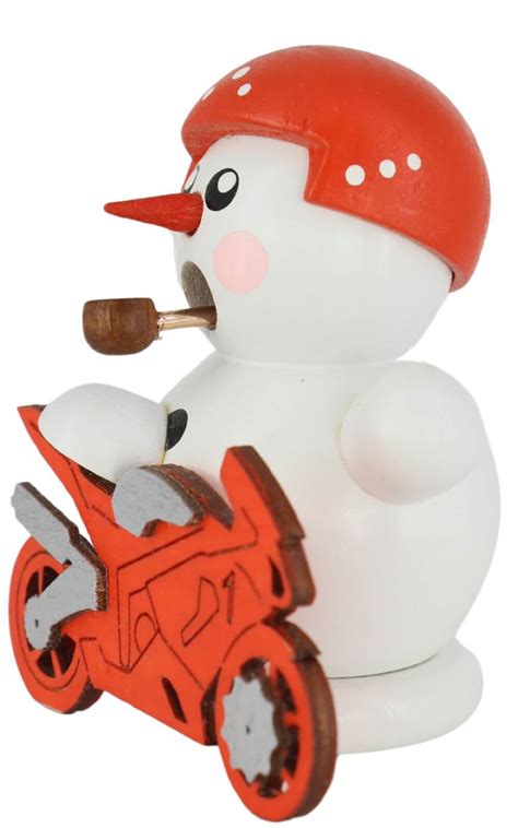 Räuchermann Biker weiß mit rotem Motorrad online kaufen