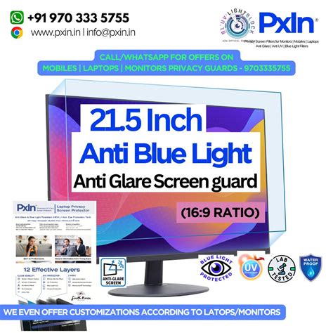 21.5 inch (16:9) Monitor Anti Blue Light and Anti Glare Screen Guard | Pxin
